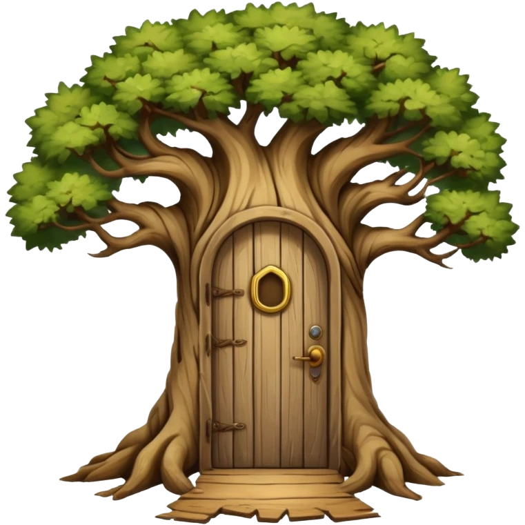 large and old tree with door emoji