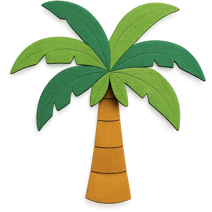 palm tree, bright and playful, paper-craft style emoji