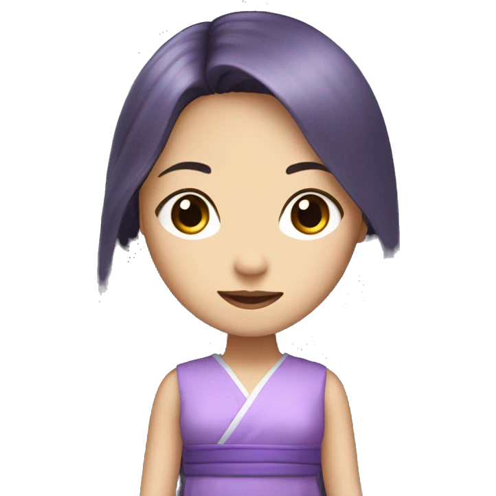 Long hair Japanese girl in purple dress  emoji