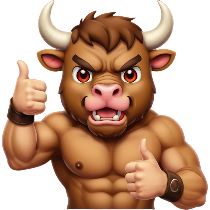 Angry bull emoji showing thumbs up (Like) emoji