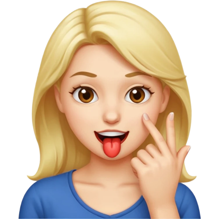 Finger biting flirty face emoji