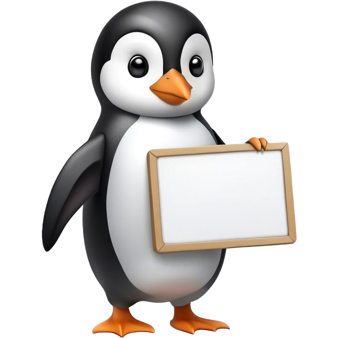 Penguin holding a blank sign emoji