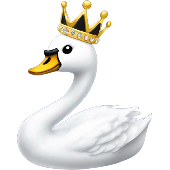 swan with sparkling crown and black bow tied around neck emoji