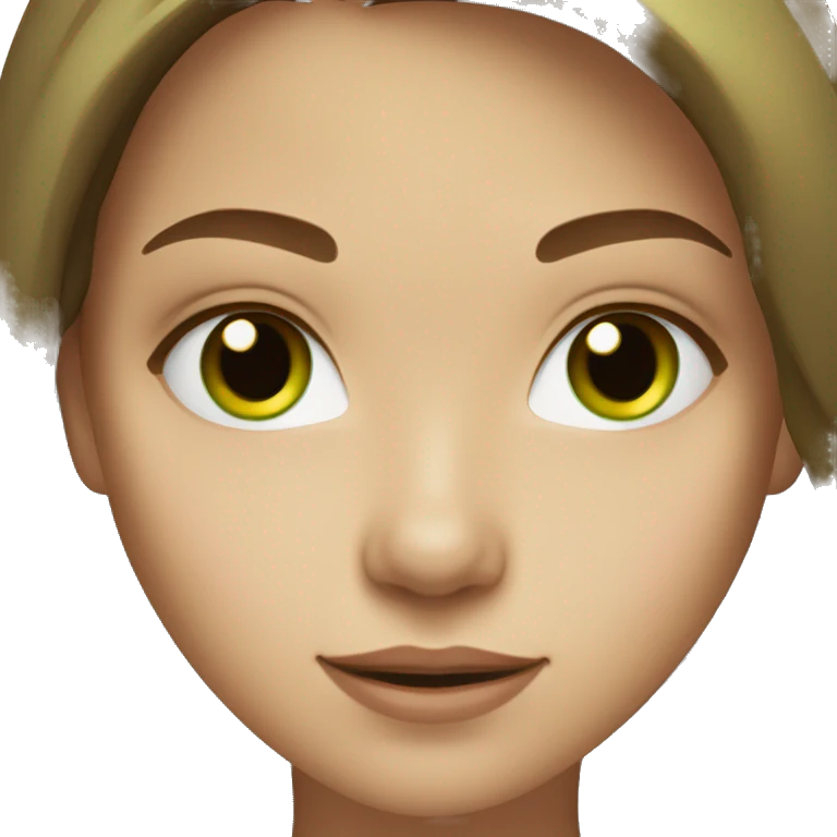 Girl with medium long brown hair and green eyes emoji