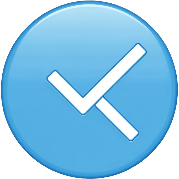 A check mark in a completely blue circle like a max emoji