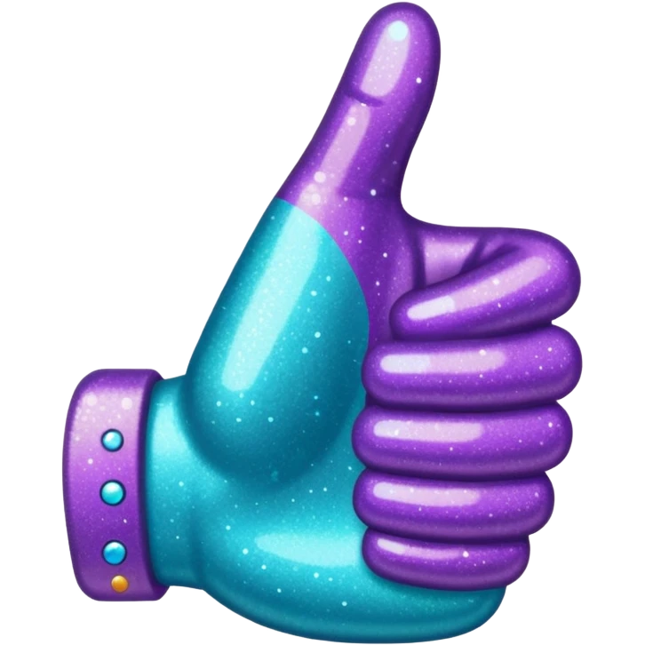 Glitter purple and cian hand thumbs up emoji