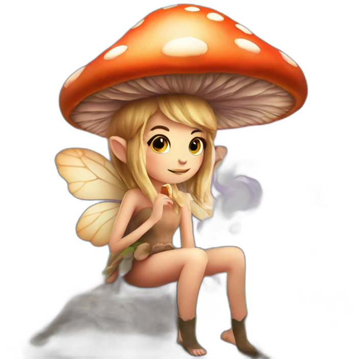 cute mushroom fairy smoking herbs emoji