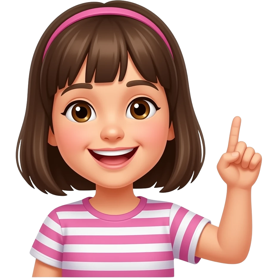 밥 많이 먹었다고 손으로 표현하고 말풍선도 있는 손녀딸 emoji