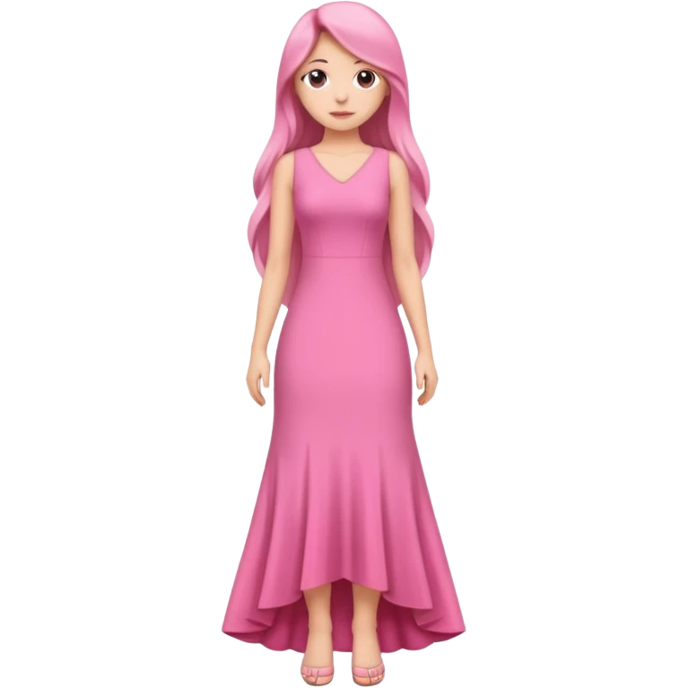 woman long hair pink dress full body emoji