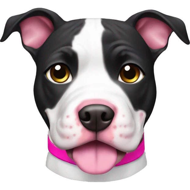Black and white Pitbull with pink collar emoji