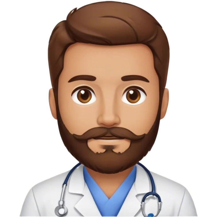 Veterinary with brown hair and beard emoji