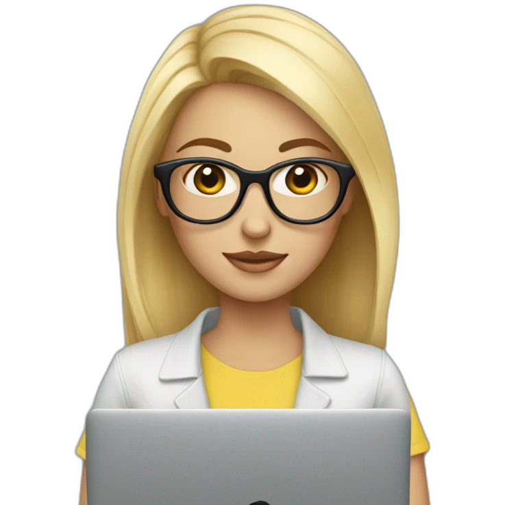 blonde-girl-with-macbook-and-glasses emoji