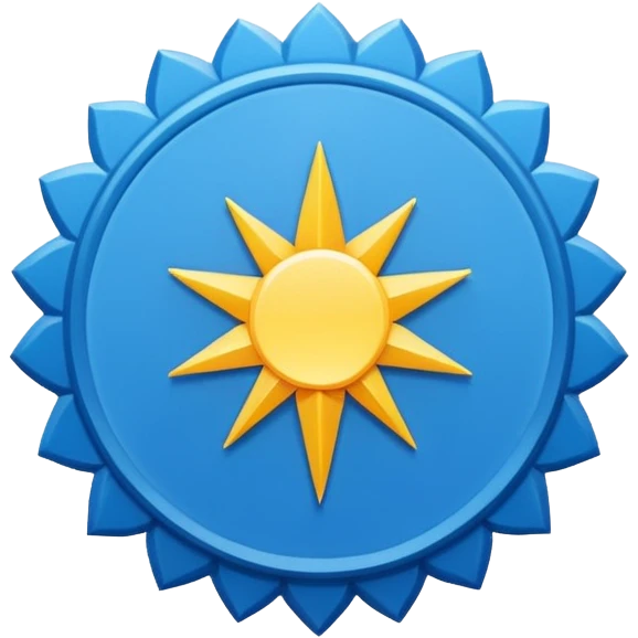“An emoji-style image of a Facebook-like verified badge. It should be a bright blue, scalloped circle (starburst shape) with a white check mark in the center. The design should be clean, minimal, and modern, similar to official social media verification icons emoji