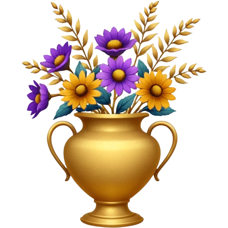 dried flowers in a golden vase emoji