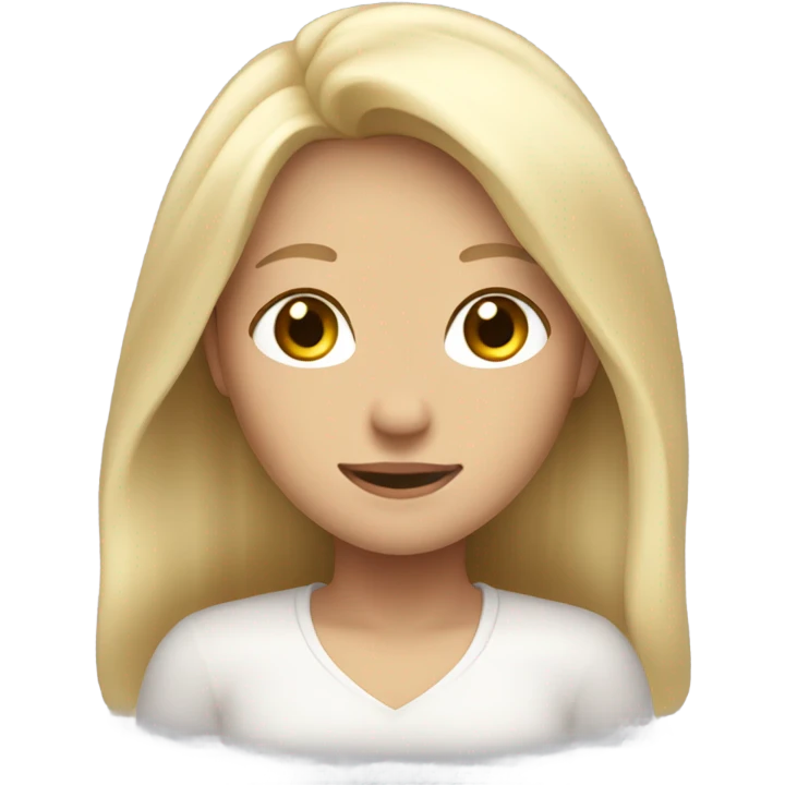 The white blonde girl with long hair closed her eyes and smiled emoji