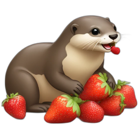 Loutre qui mange une fraise emoji