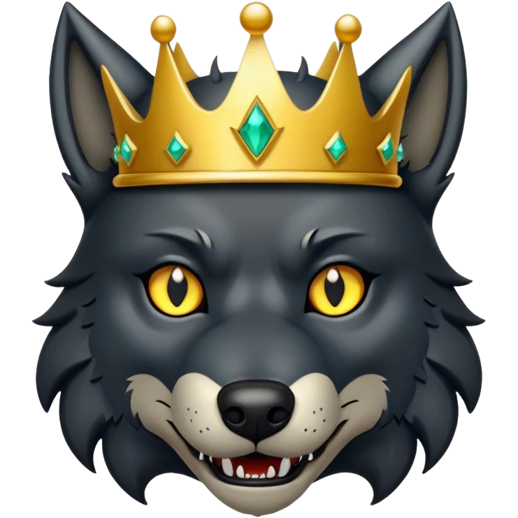 Black Scary Wolf with Gold Crown emoji