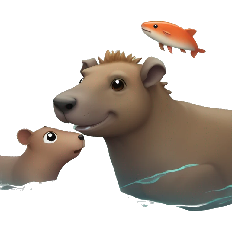 Een hond met een capibara een orka in de zee met koraal emoji
