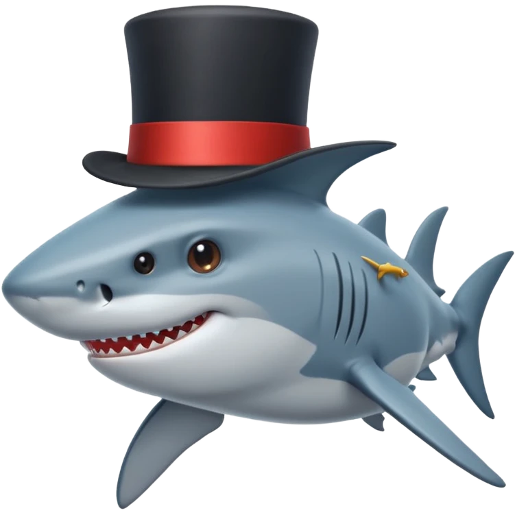 Shark with a top hat emoji
