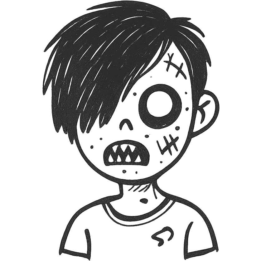 boy zombie with black hair edgar and emo emoji