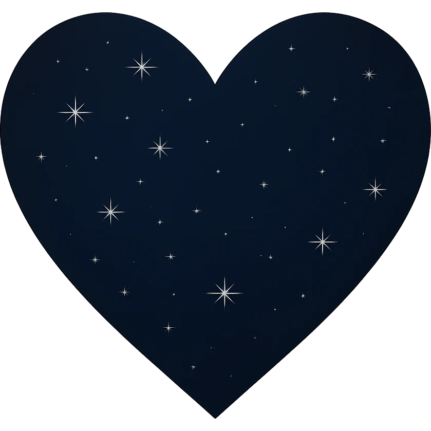 Keep only the heart in a midnight color palette with deep blue and black, subtle stars or a moon motif, no background. emoji
