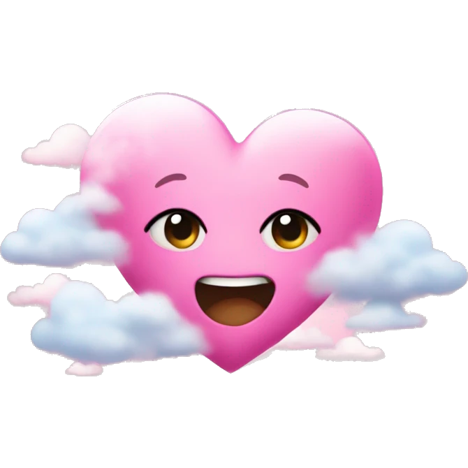 Pink heart with clouds cutie emoji