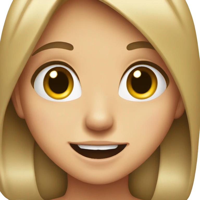 girl smiling with fingernail in her mouth emoji