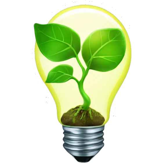 a plant sprout inside a glowing idea lightbulb emoji