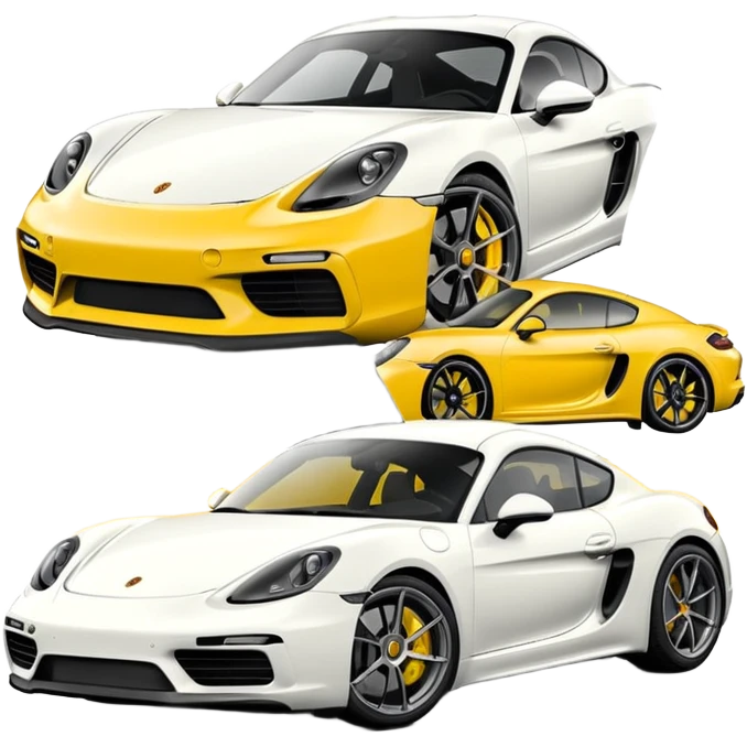 Matte White colored exterior 2024 Porsche 718 Cayman GTS 4.0 with yellow ceramic brake calipers and dark silver anthracite rims emoji
