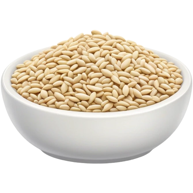 Small white sesame seeds in a ceramic bowl, food ingredients emoji