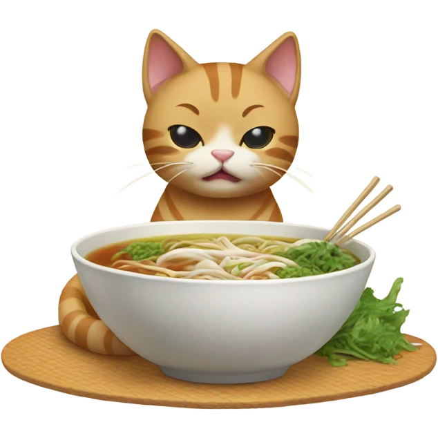 Pooing cat eating pho emoji