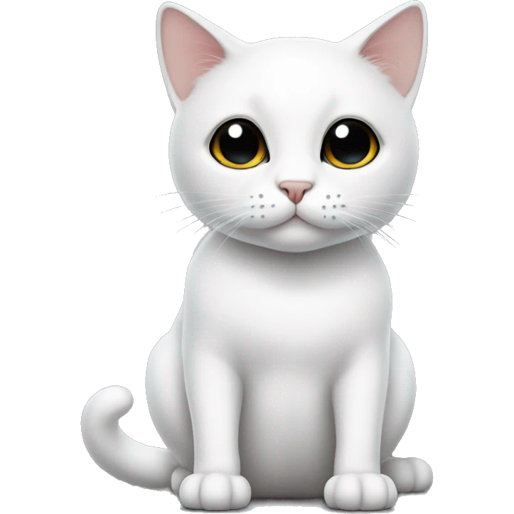White cat with black spot on it’s head and a black tail emoji