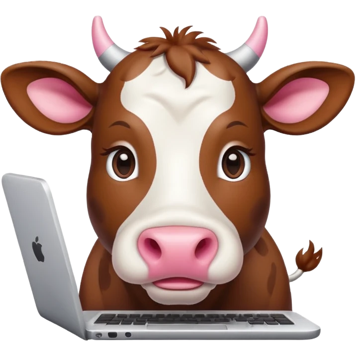 Cute cow using computer emoji
