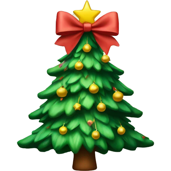 A Christmas tree with a bow on top instead of a star emoji