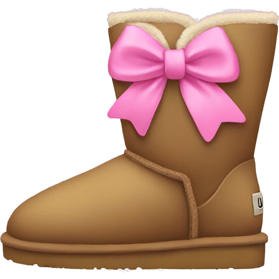 Uggs with a bow and pink emoji