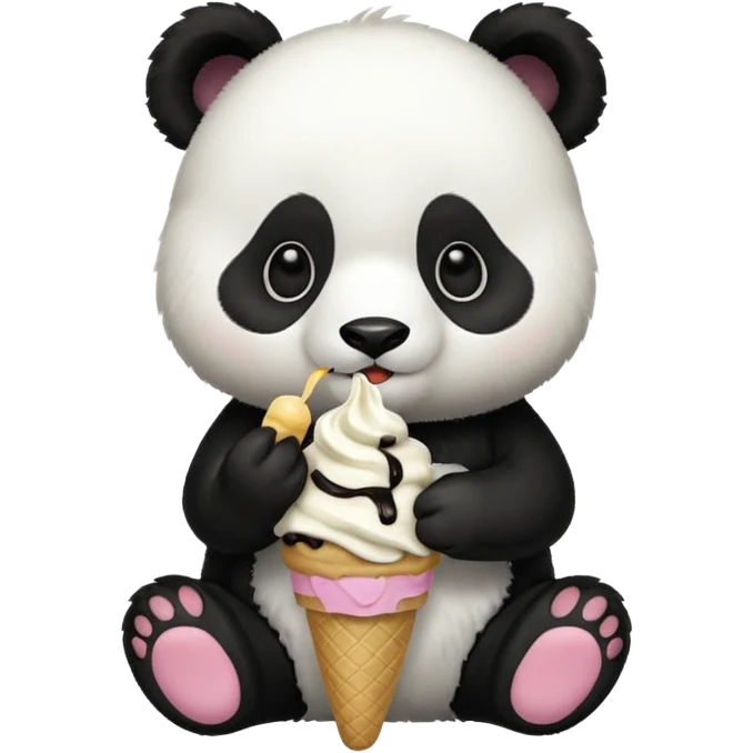 Panda eating ice cream emoji