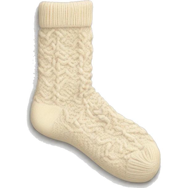 Cozy knitted pattern cream coloured pair of socks emoji