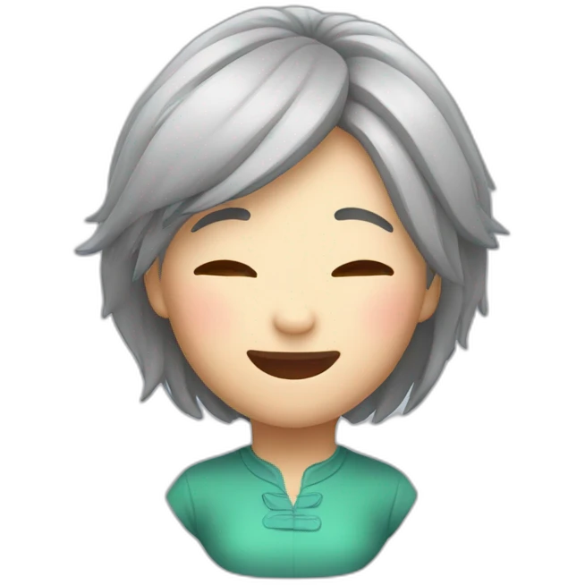 Chinese lady jump upside down with grey hairs emoji