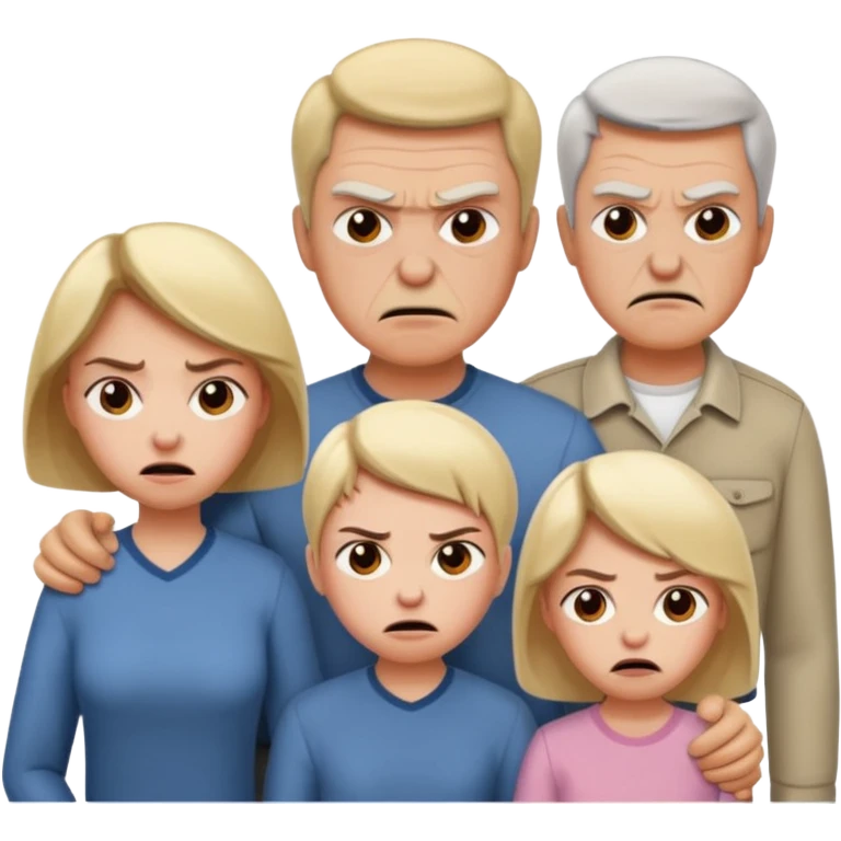 HAZ UNA FAMILIA GRITANDO, MI NOVIA, MI PAPA. MI MAMA Y YO. CARA DE GRITOS FUERTEES. QUE SE NOTE QUE GRITAN MOLESTOS emoji