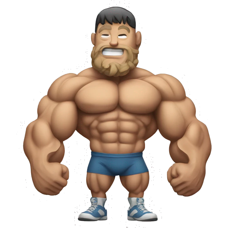 a muscle man with protein emoji