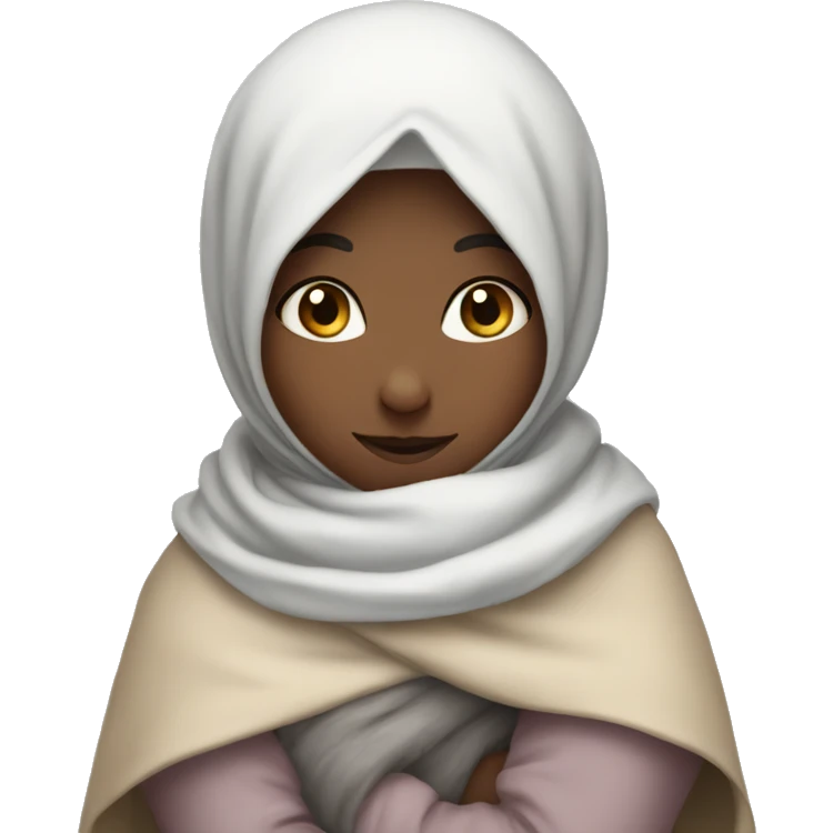 Bunny hugging a tall hijab girl  emoji