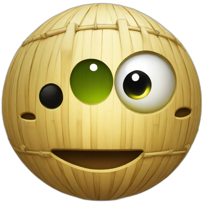 3d sphere with a cartoon bamboo texture with big beautiful eyes emoji