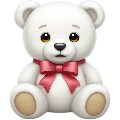 Cute white teddy bear with a bow emoji