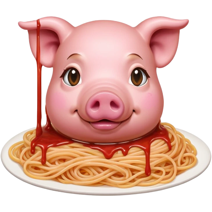 renaissance style pink dripping sauce spaghetti monalisa pig face portrait emoji