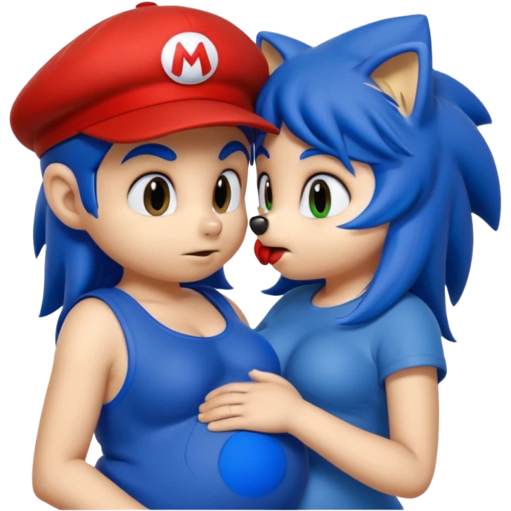 pregnant sonic kissing mario emoji