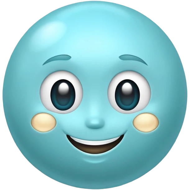 Uranus planet with pale blue surface, rings, and a cute smiling face emoji