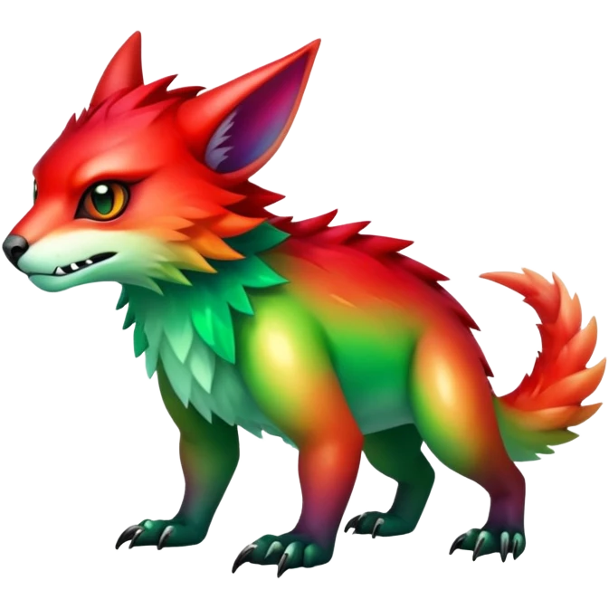 Cool Edgy Green-Red-gradient badass colorful Fionbri-Vernid-Trico-animal-creature full bodyd emoji