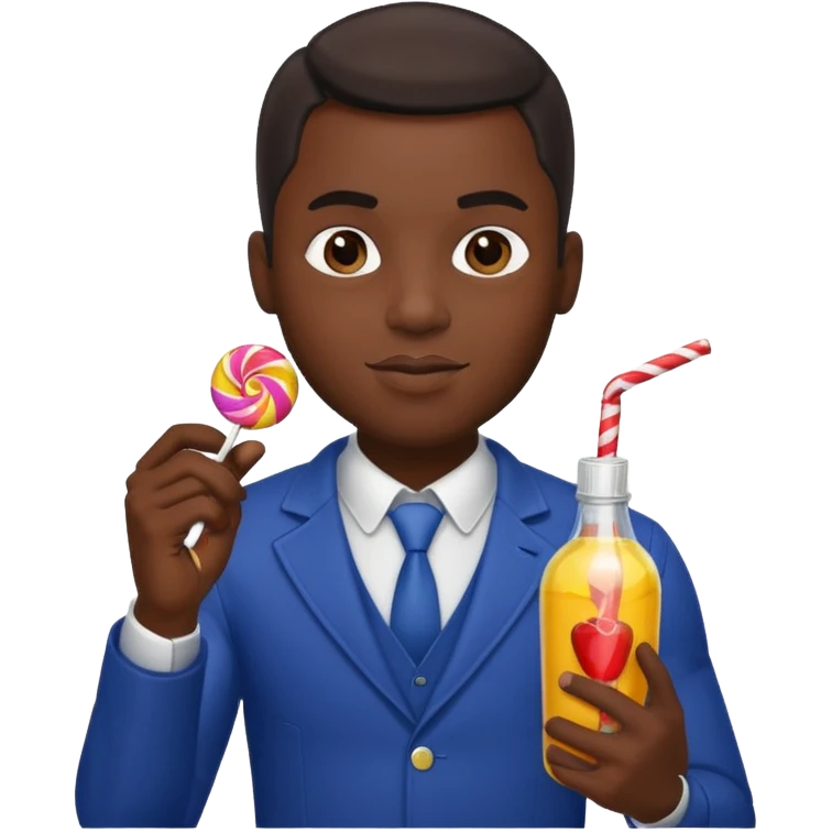 Sexy black man hold a bottle and a lollipop emoji