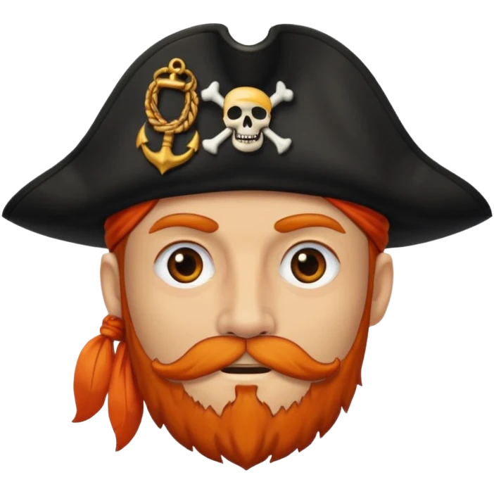 Pirata con un parche grande y negro sobre el ojo y con barba anaranjado emoji