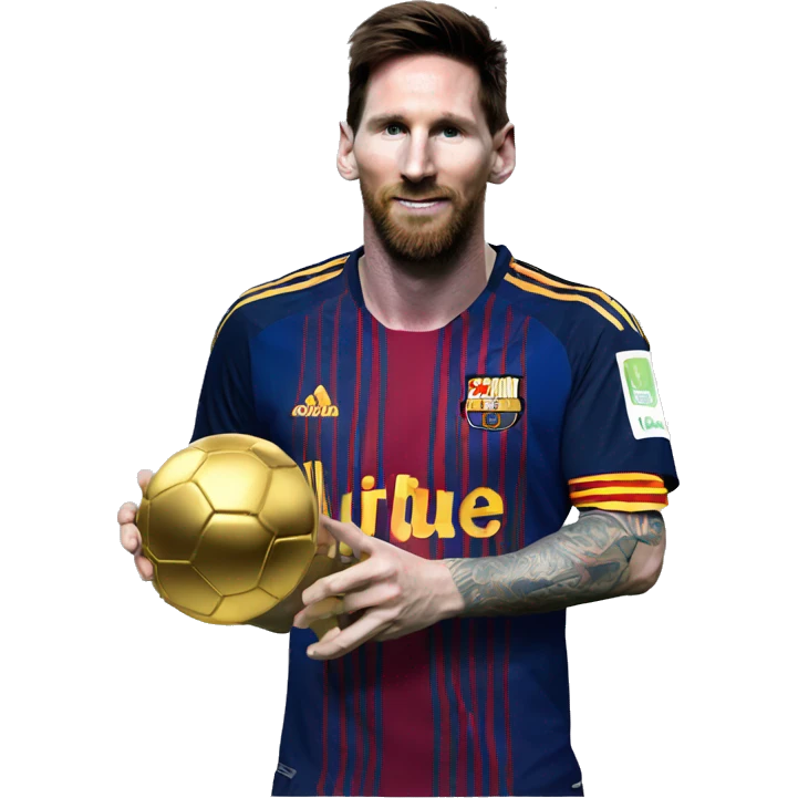 Messi con el balón de oro y un mundial en la mano emoji